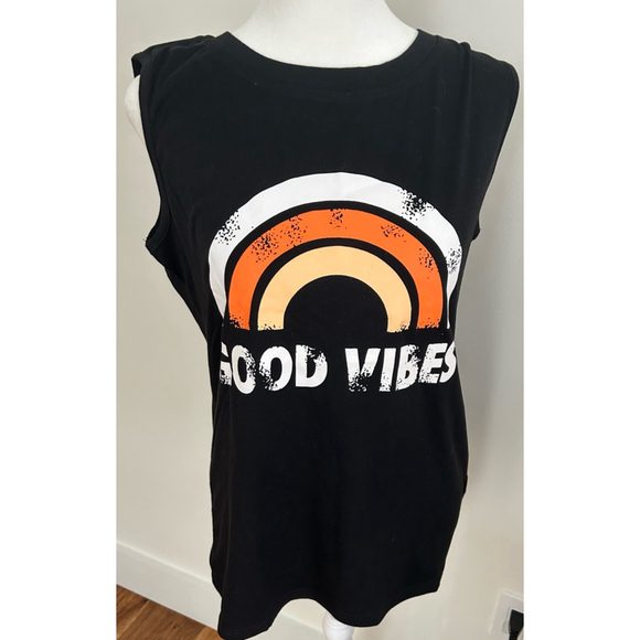 Unbranded Tops - Women's Tank Top Size Small  Oversized Black with “Good Vibes”
Beach , boho